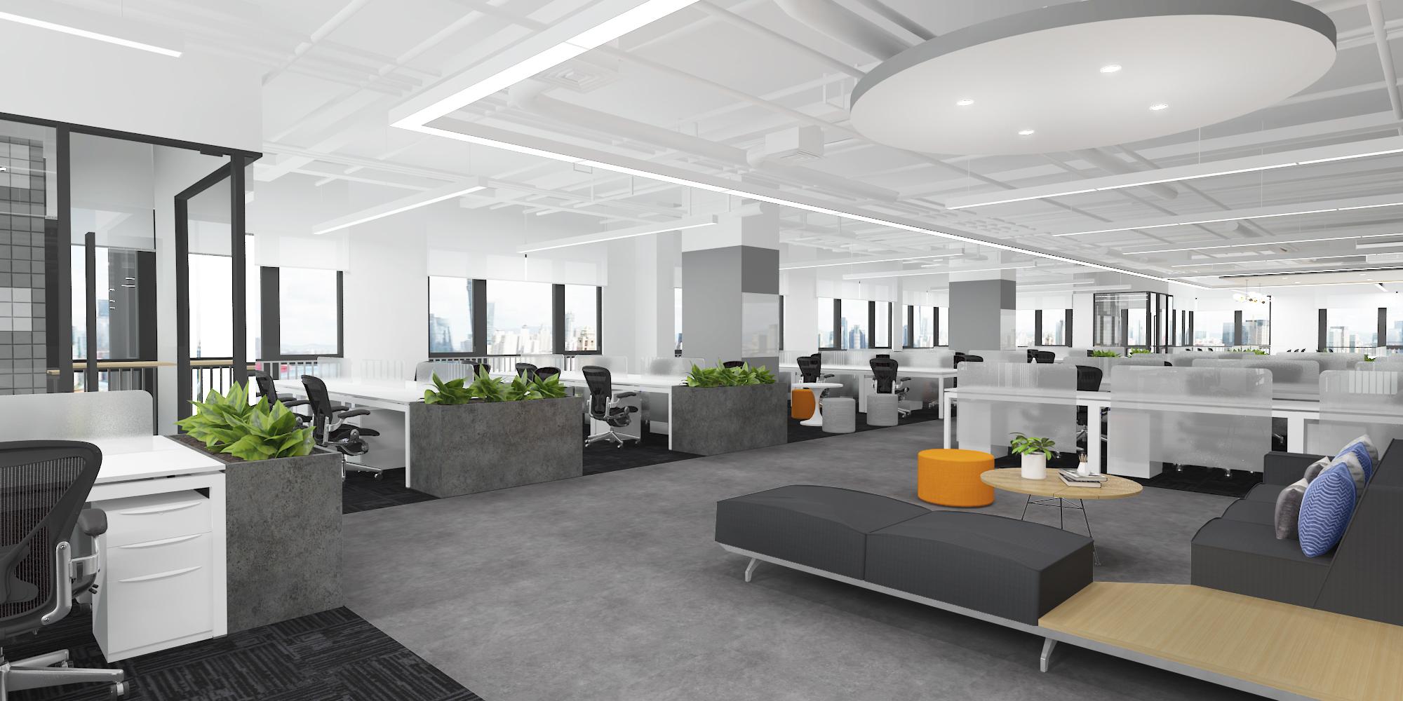 新华大厦2100平简约风办公室装修(图2)