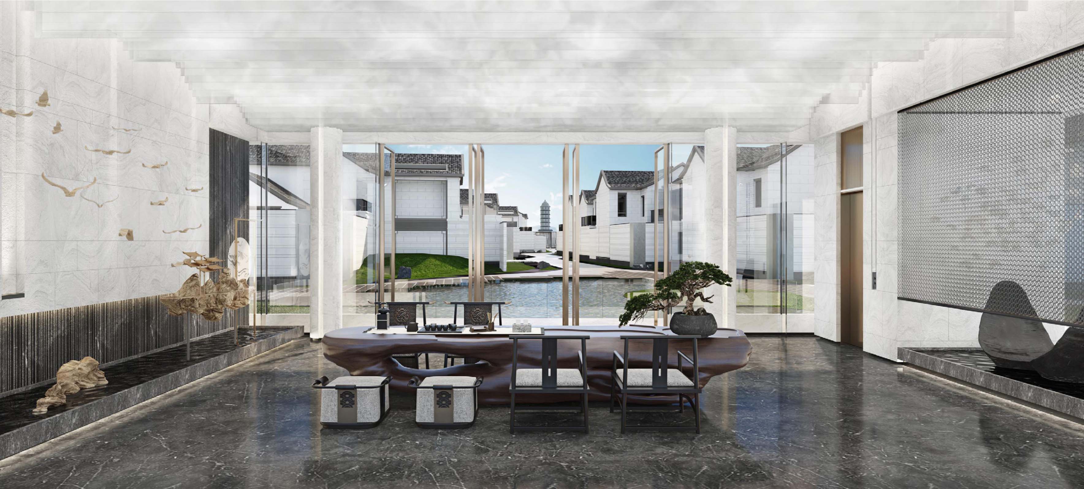 太平·某山庄新中式1200平方售楼部装饰装修工程(图3) 太平·某山庄新中式1200平方售楼部装饰装修工程(图3)