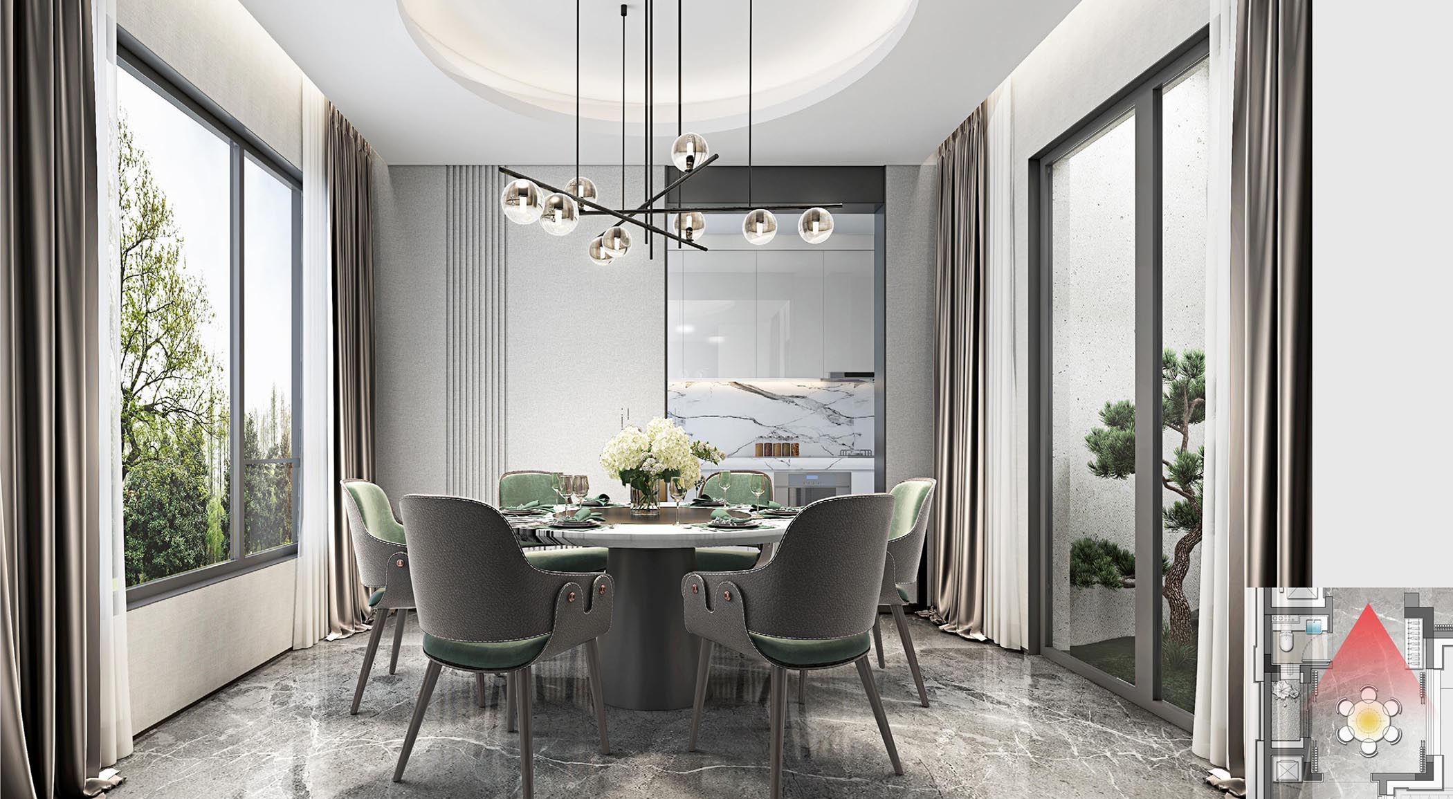 太平.某山庄C户型新中式样板间装饰装修工程(图2)