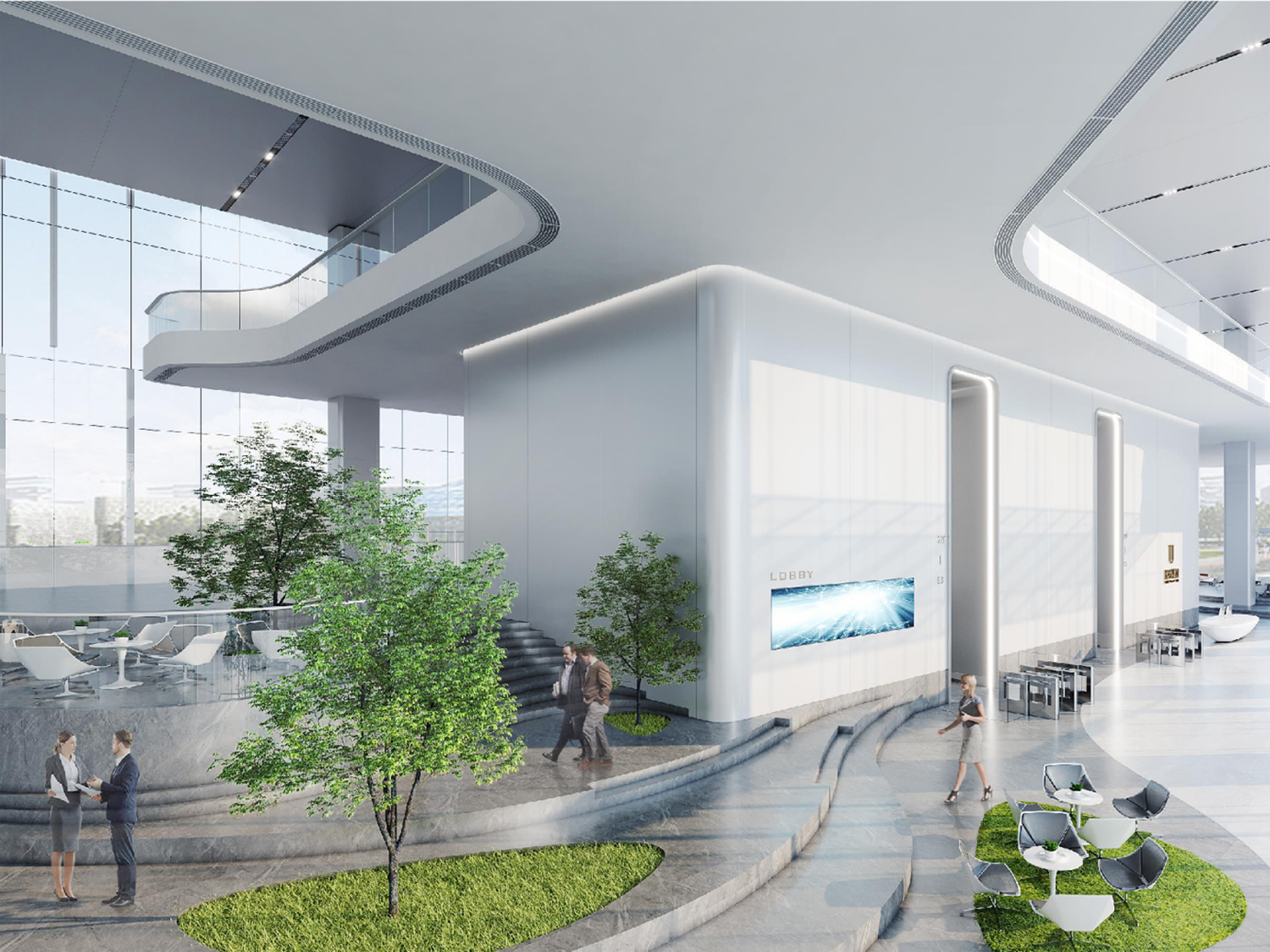 滁州3200平方办公楼接待大厅装修设计案例(图2)