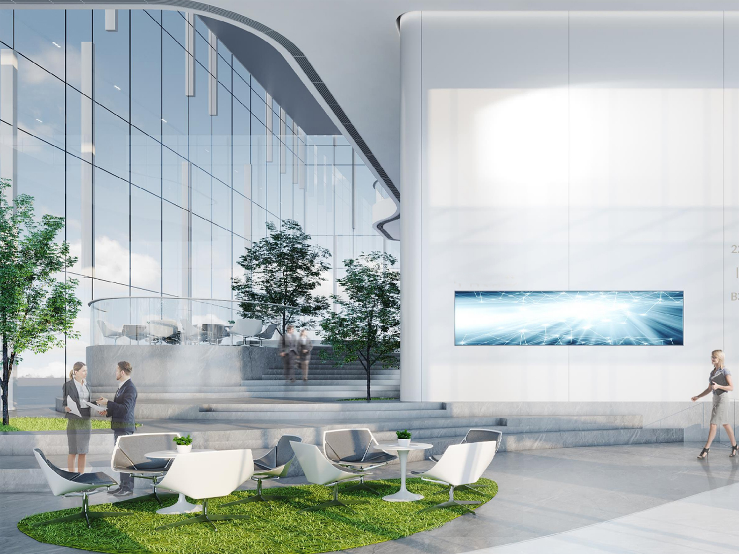 滁州3200平方办公楼接待大厅装修设计案例(图1)