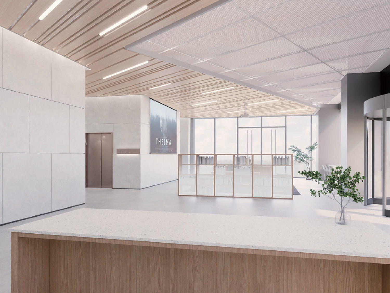 合肥尚喜E栋办公楼接待大厅装修设计案例(图3)