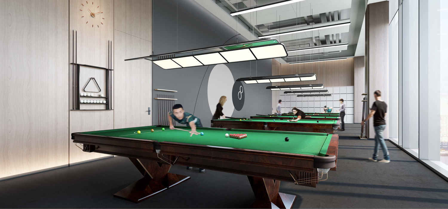 巢湖槐林渔具有限公司4000平方办公楼内部员工娱乐室装修案例(图3)